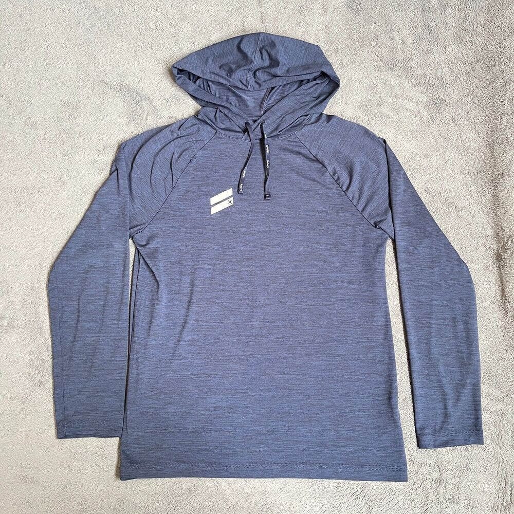 Hurly Exist Poly Fleece Pullover Pocket Hoodie Navy Blue Jacket Men's Size S